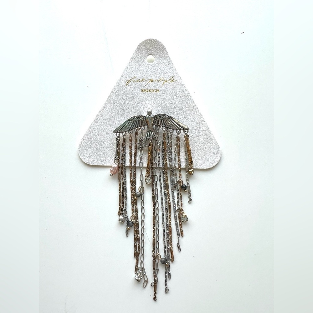Free People Silver and Gold Winged Brooch